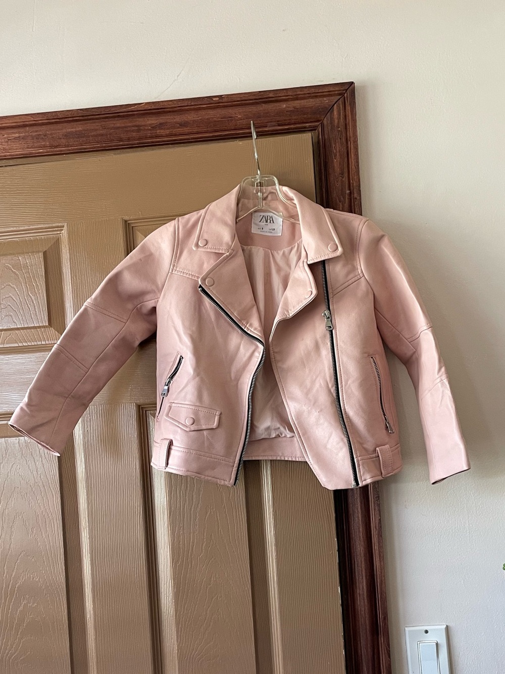 Zara Pale Pink Faux Leather Jacket